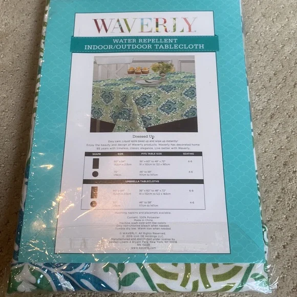 NWOT Waverly Indoor/Outdoor Water Repellent Tablecloth - Picture 4 of 6